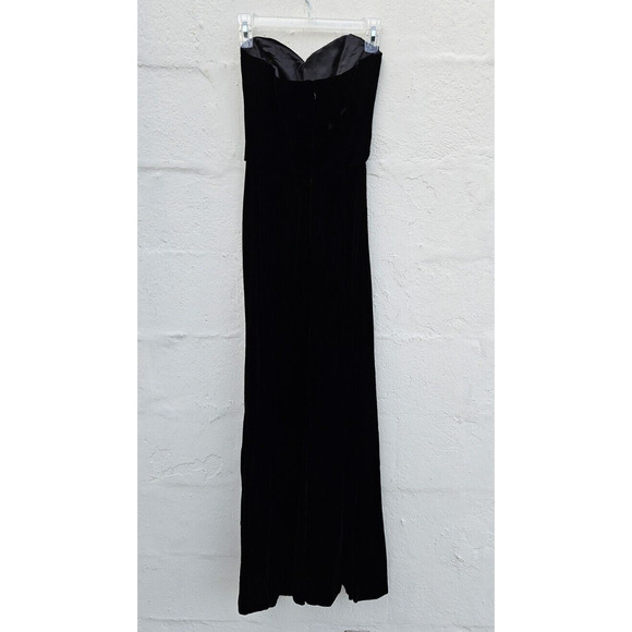 VTG 80s Victor Costa Gown Small 8 Black Velvet Strapless Sweetheart Maxi Dress - Picture 6 of 16